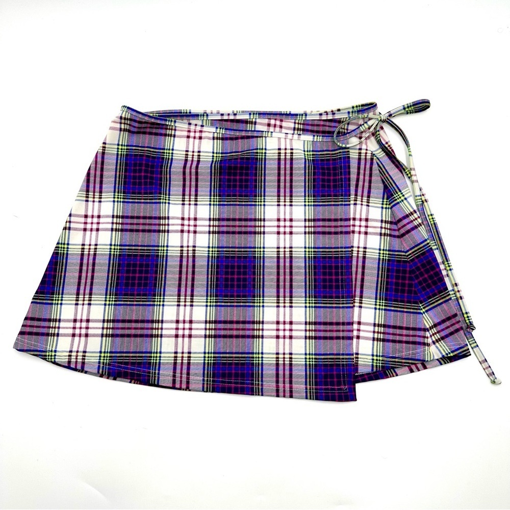 Burberry Purple Multi Wrap Skirt Swimsuit Coverup